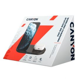 CANYON WIRELESS CHARGER WS-202 10W 2IN1 BLACK - CNS-WCS202